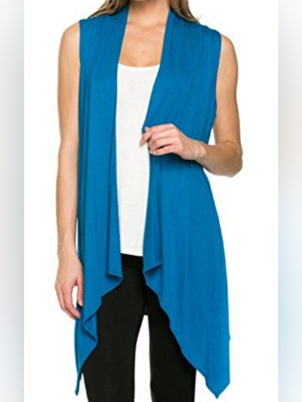 Lock & Love XXL Teal Sleeveless Cardigan Stretch Flowy Womens